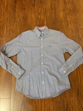 Lacoste Men’s Blue Check Button-Down Shirt